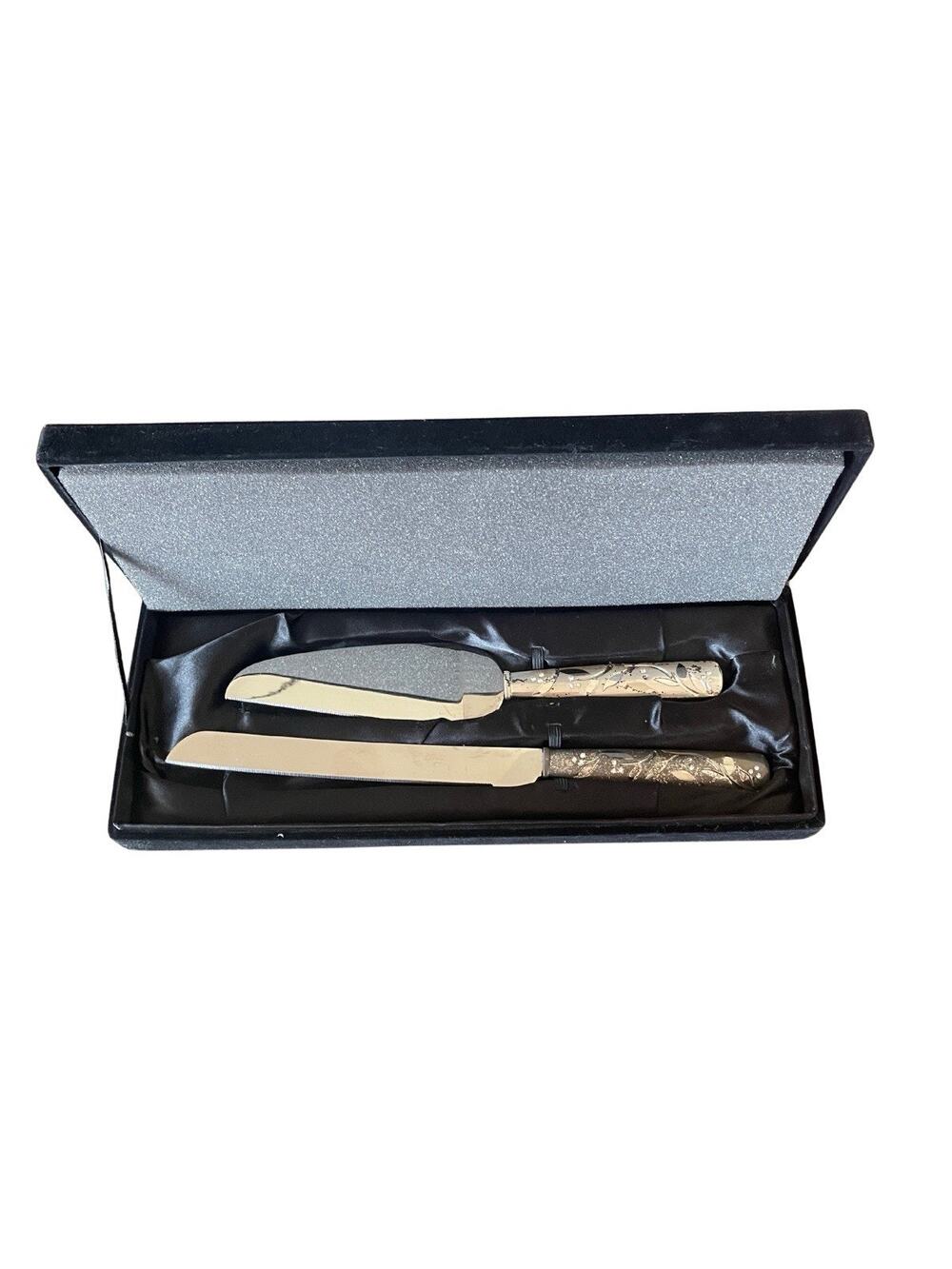 Things Remembered, Stainless Steel With Rhinestone Cake Slice Server & Knife Set
